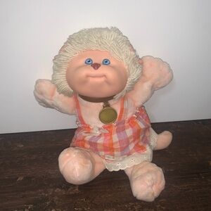 VINTAGE 1983 CABBAGE PATCH KIDS KOOSAS DOG STUFFED ANIMAL PLUSH TOY PLAID DRESS